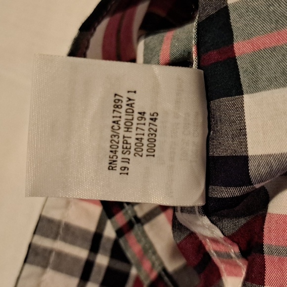 Janie and Jack boys size 3-6 months blue, red and white plaid 1 pocket shirt - Picture 5 of 6